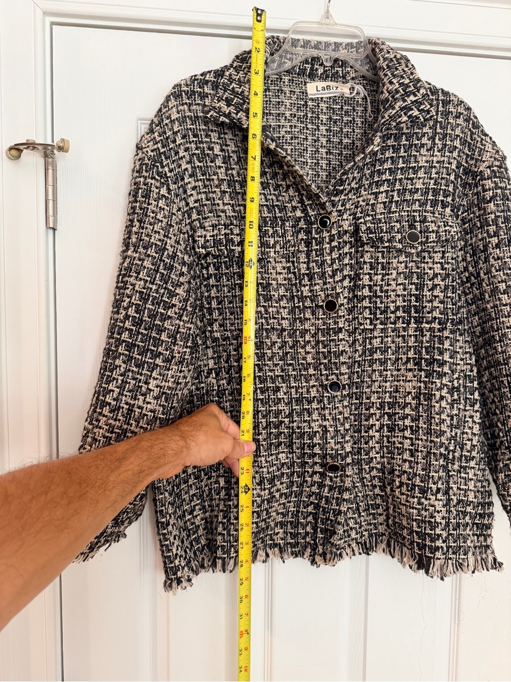 Ladies Size Small Black & Cream Tweed Jacket Boho Warm Casual GUC - Picture 5 of 6